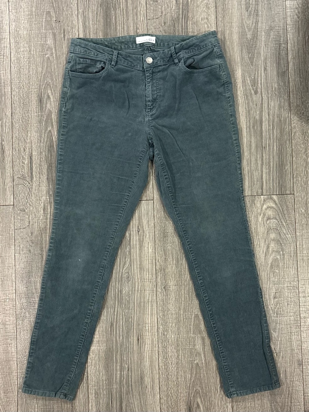 LOFT Curvy Skinny Corduroy Pants Women’s Size 10 Green Teal Stretch 0545
